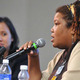 Woman speaks at conference